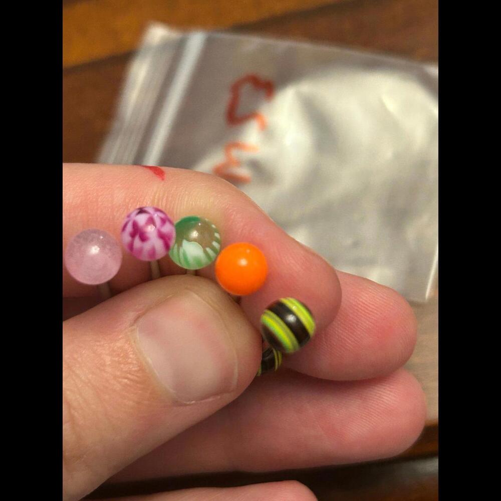 set of 5 tongue ring multicolor lot m53